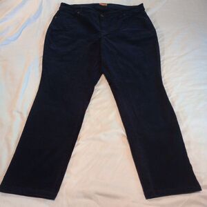 Modcloth Women's Navy Stretch Tapered Leg Corduroy Pants 1X Comfy Dress Casual